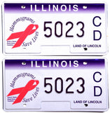 2008 Illinois Mammograms License Plates Pair