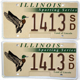 A 2007 Illinois Sporting Series of license plates for sale by Brandywine General Store Duck in near mint condition