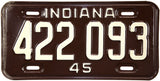 1945 Indiana License Plate
