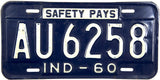 1960 Indiana License Plate