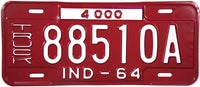 1964 Indiana Truck License Plate