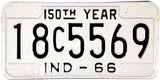 1966 Indiana License Plate