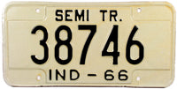1966 Indiana Semi Trailer License Plate