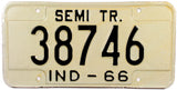 1966 Indiana Semi Trailer License Plate
