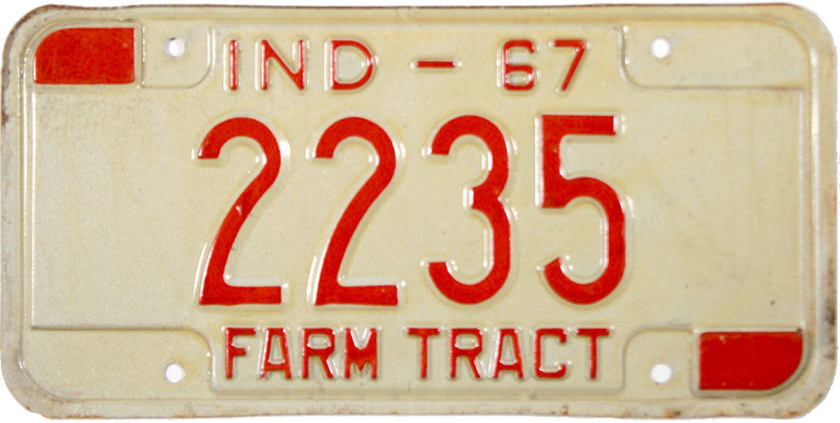 1967 Indiana Farm Tractor License Plate