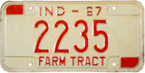 1967 Indiana Farm Tractor License Plate