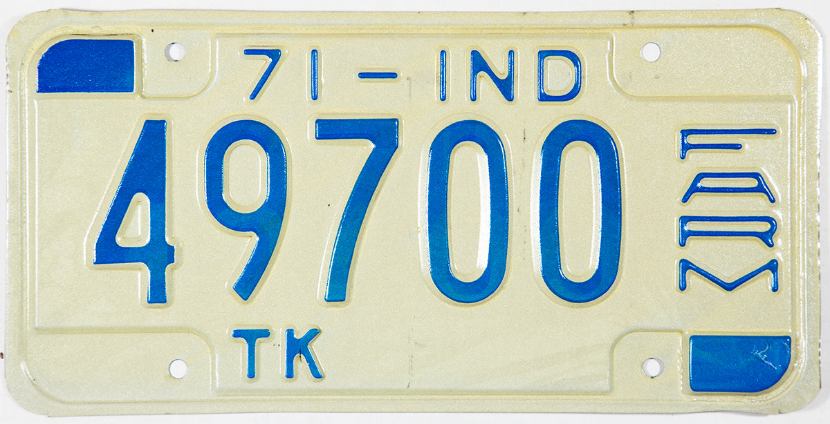 1971 Indiana NOS Farm Truck License Plate