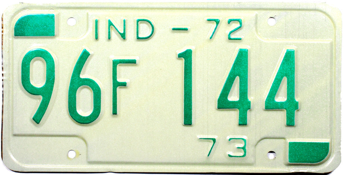 1972 Indiana License Plate