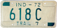 1972 Indiana Semi Trailer License Plate