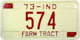 1973 Indiana Farm Tractor License Plate