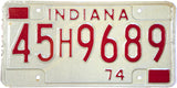 1974 Indiana License Plate