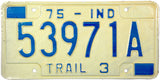 1975 Indiana Trailer License Plate