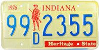 1976 Indiana Bicentennial License Plate