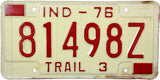 1976 Indiana Trailer License Plate