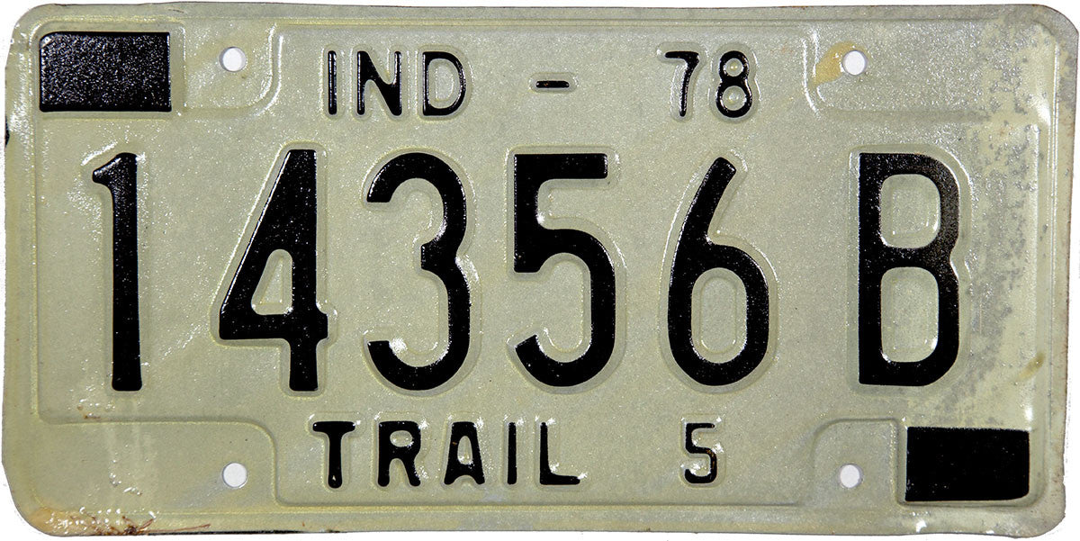 1978 Indiana Trailer License Plate
