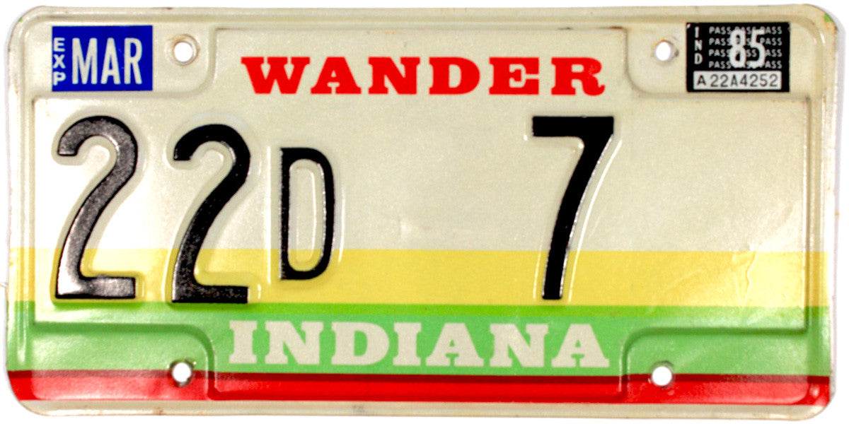 1985 Indiana License Plate DMV #5