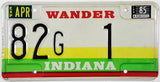 1985 Indiana License Plate County 82 Single Digit DMV #82G-1