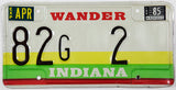1985 Indiana License Plate County 82 Single Digit DMV #82G-2