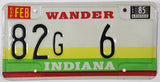 1985 Indiana License Plate County 82 Single Digit DMV #82G-6