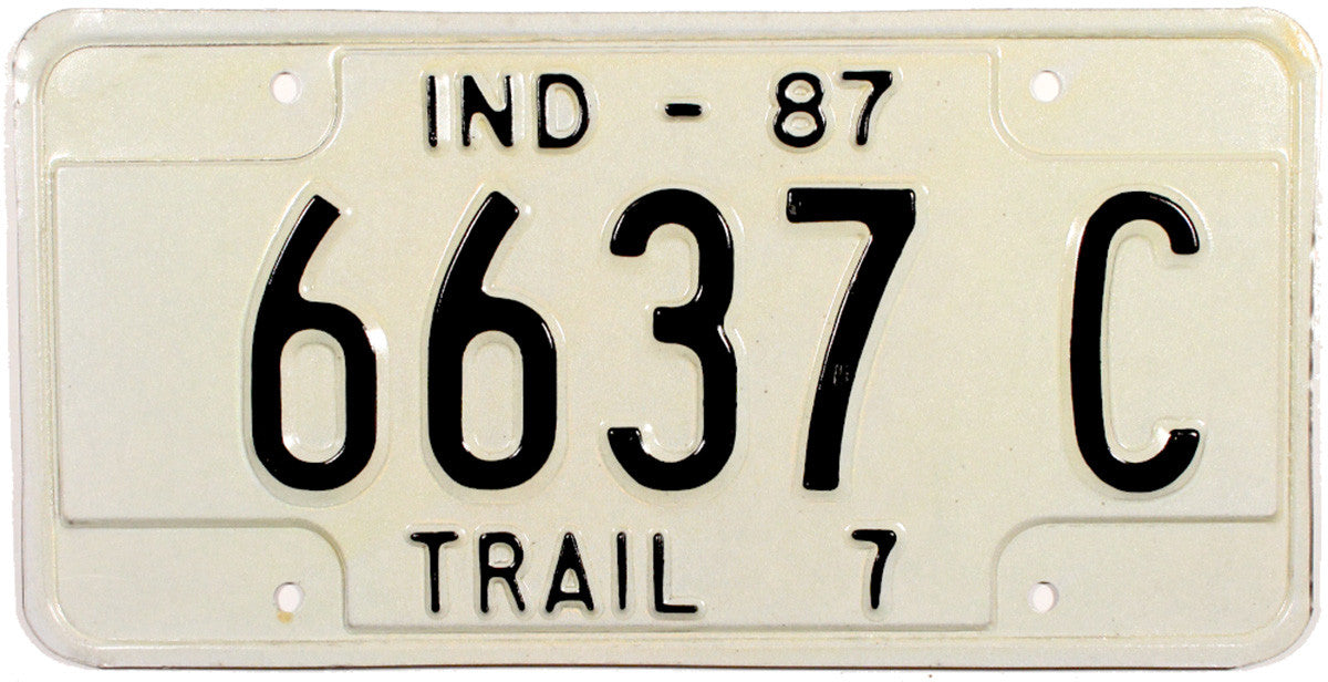 1987 Indiana Trailer License Plate