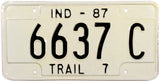 1987 Indiana Trailer License Plate