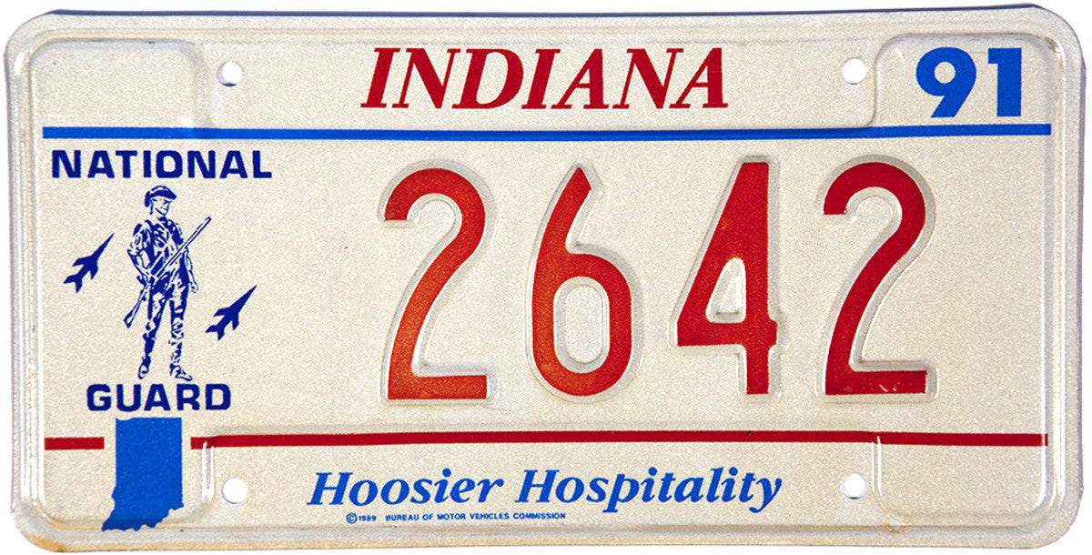 1991 Indiana National Guard License Plate