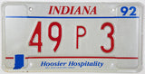 1992 Indiana License Plate DMV #49P-3