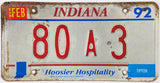 1992 Indiana License Plate