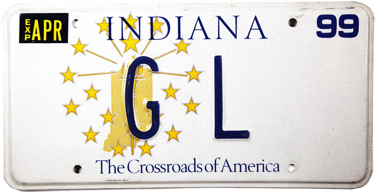 1999 Indiana DMV GL License Plate