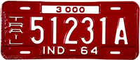 1964 Indiana Trailer License Plate
