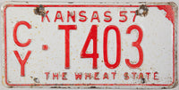 A 1957 Kansas truck license plate