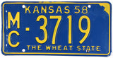 1958 Kansas License Plate