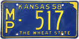 1958 Kansas License Plate