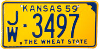 1959 Kansas License Plate Excellent Plus