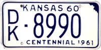 1960 Kansas License Plate