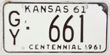 1961 Kansas License Plate