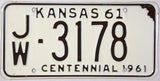 1961 Kansas License Plate