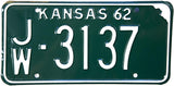 1962 Kansas License Plate