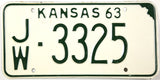1963 Kansas License Plate in Excellent Minus condition