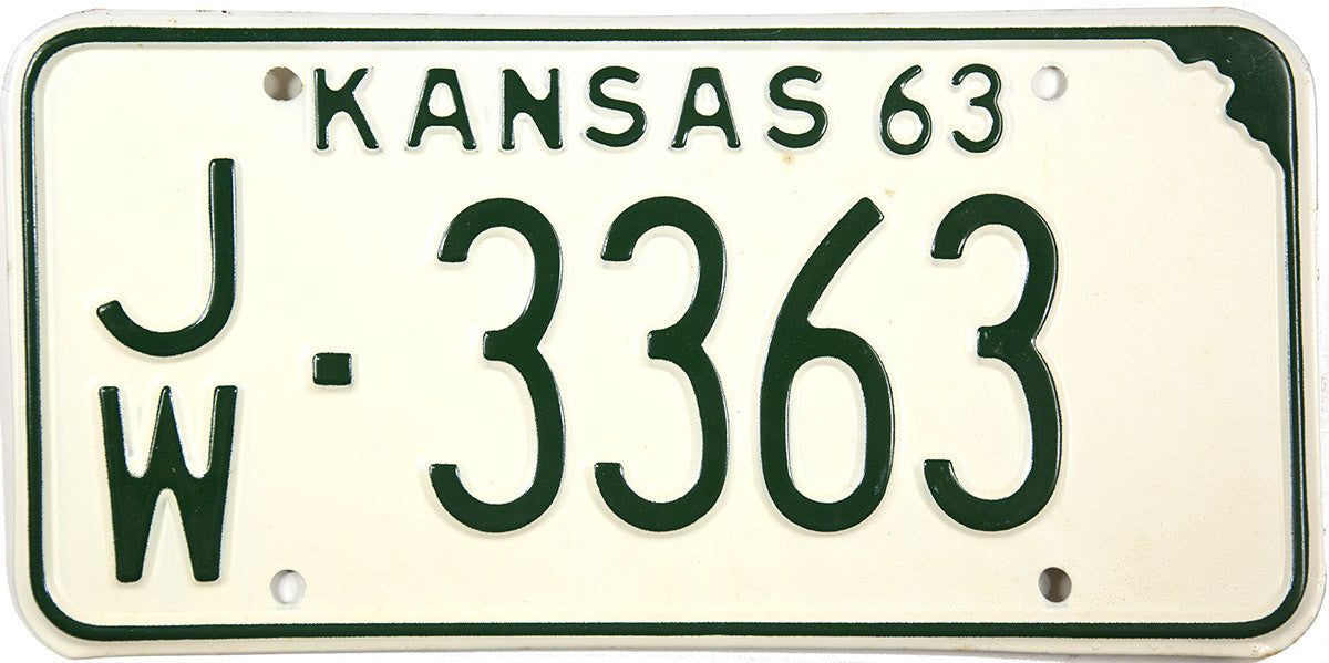 1963 Kansas License Plate in Excellent condition