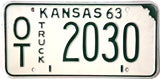 1963 Kansas Truck License Plate
