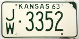 1963 Kansas License Plate in Very Good plus condition