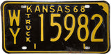 1968 Kansas Truck License Plate in very good condition