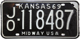 1969 Kansas License Plate in Very Good condition