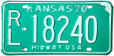 1970 Kansas License Plate in Excellent Minus condition