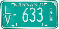 1970 Kansas Trailer License Plate