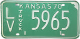 1970 Kansas Truck License Plate in Excellent Minus