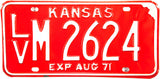 1971 Kansas License Plate in Excellent Minus condition