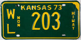 1973 Kansas Non Highway License Plate