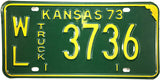 1973 Kansas Truck License Plate